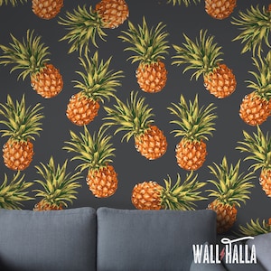 Seamless Self Adhesive Pineapple Wallpaper - Removable Peel and Stick Wallpaper - Wall Decal - Pineapple Wall Stickers - Temporary Wallpaper