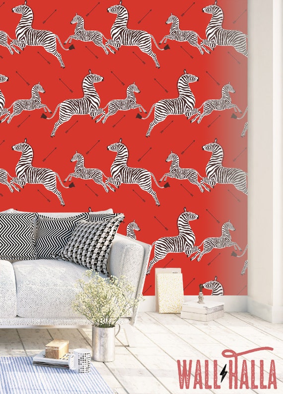 photo Red Zebra Wallpaper Royal Tenenbaums red zebra wallpaper peel and stick self adhesive wallpaper zebra print inspired by a room in the royal tenenbaums movie
