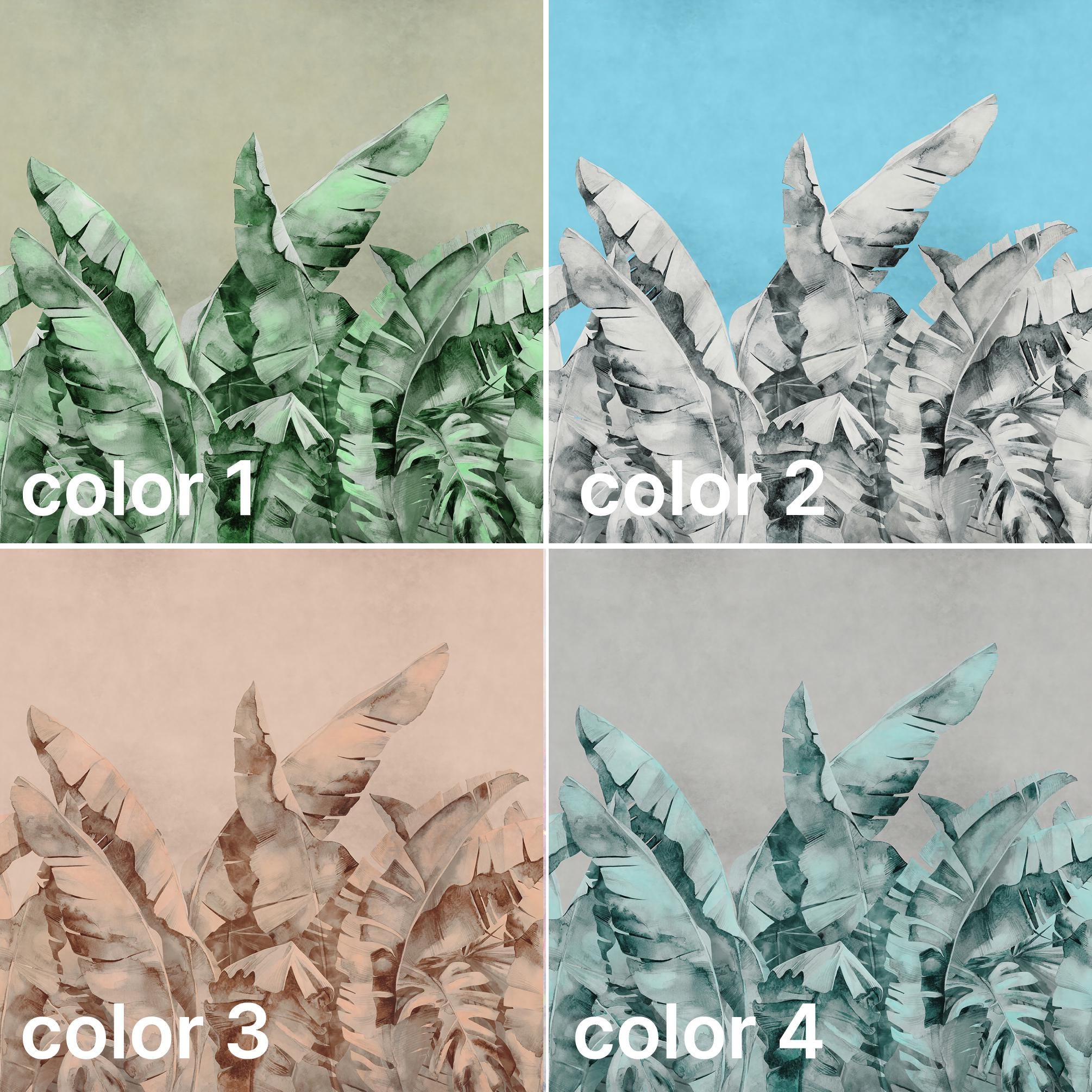 Tropical Leaf Wallpaper Mural - Green Botanical Jungle Wall Art for ...