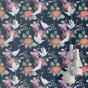 Crane Chinoiserie Wallpaper: Removable Heron Wall Decals