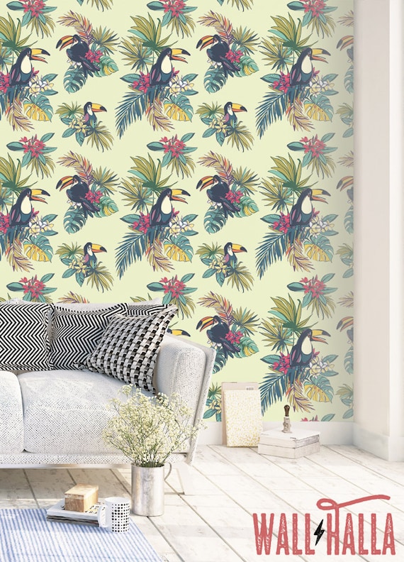 Vintage Toucan Wallpaper Removable Wallpaper Exotic Toucan - Etsy