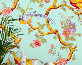 Seamless Chinoiserie Repeated Pattern Wallpaper - Removable Vintage Wall Decals - Chinese Wallpaper Wall Stickers - Chinoiserie Wallpapers