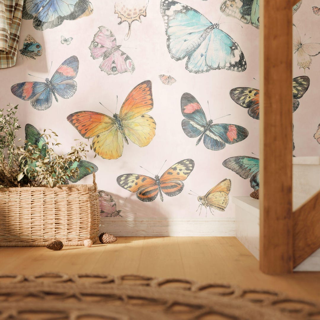 Whimsical Pastel Butterfly Wall Mural - Nature Inspired Removable ...