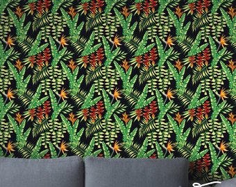 Seamless Exotic Tropical Flowers Wallpaper - Self Adhesive or Nonwoven - Removable Wall Decals - Exotic Wall Stickers - Tropical Wallpapers