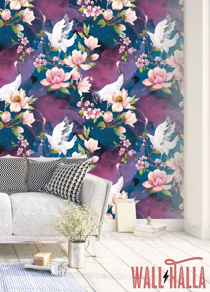 papier peint asiatique personnalisé tapisserie florale zen les grues du Japon et les pivoines papier peint asiatique personnalisé tapisserie florale zen les grues du Japon et les pivoines