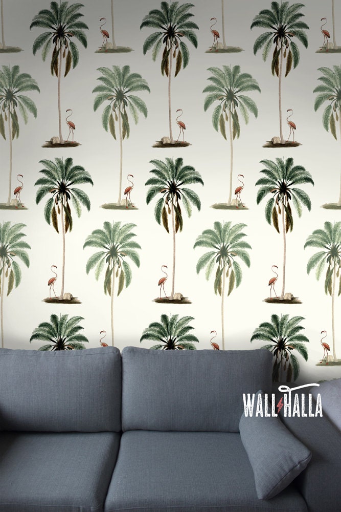 Wallpaper Reusable Renter friendly Seamless Removable Tropical Leaves