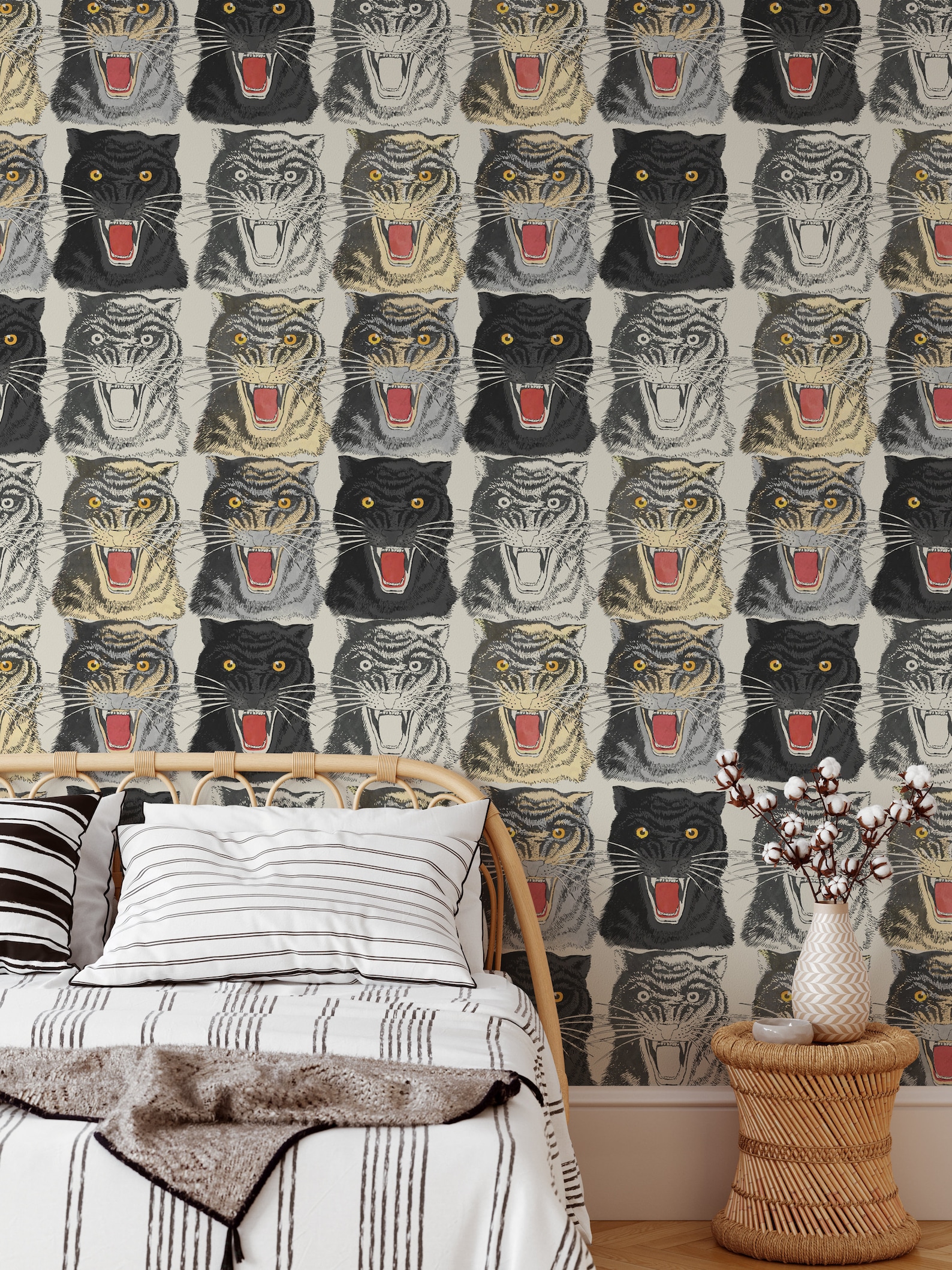 Tiger Head Print Wallpaper Removable Peel and Stick Mural - Etsy