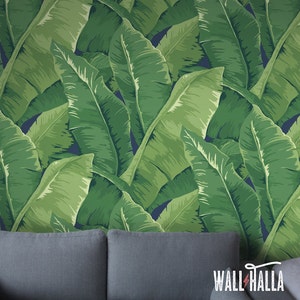 Peel and Stick Banana Leaves Wallpaper, Self Adhesive Removable Wallpaper, Banana Leaf Print Wall Art, Temporary Tropical Wallpapers