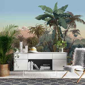 Chinoiserie Tropical Jungle Wallpaper: Vintage Banana Tree Wall Mural