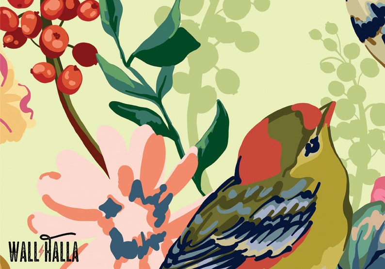 Birds in Tree Wallpaper Removable Wallpaper Flowers and - Etsy