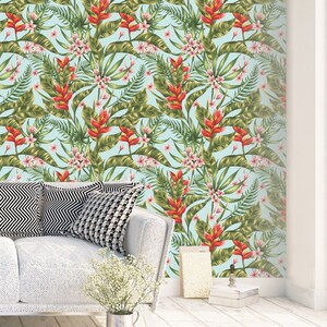 Tropical Palm Leaf Wallpaper Removable Wallpaper Hawaii Plants and ...