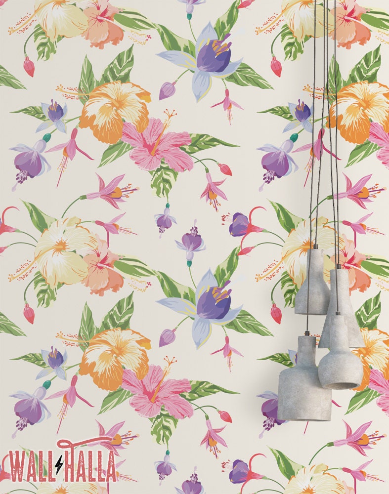 Hibiscus Floral Wallpaper: Tropical Peel and Stick, Removable