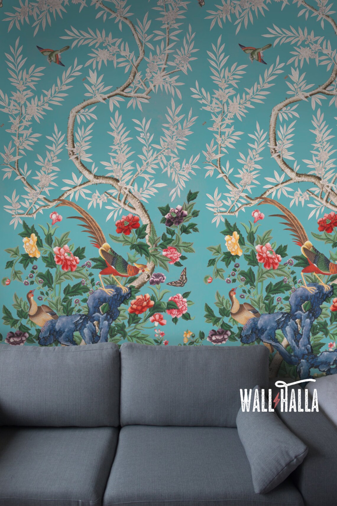 Seamless Chinoiserie Repeated Pattern Wallpaper Removable - Etsy