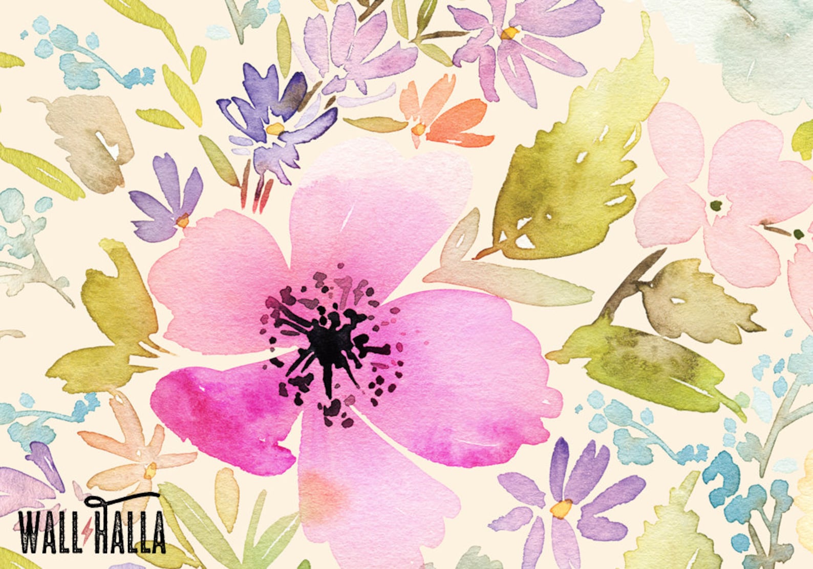 Watercolor Flowers Wallpaper Removable Wallpaper Etsy