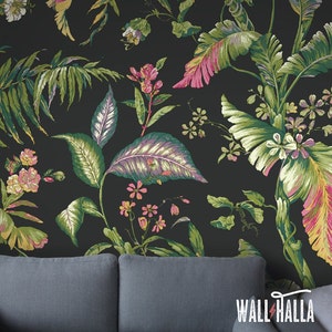 Seamless Self Adhesive Tropical Leaf Garden Pattern Wallpaper - Removable Wall Decals - Tropical Leaves Wall Stickers