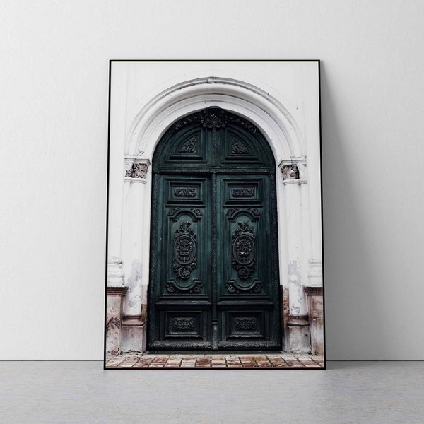 door photography, old door wall art, green door print, french architecture, digital art, instant download, printable, poster, downloadable