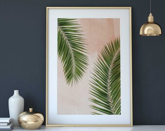 Tropical Palm Leaf Print: Pink Palm Tree Art (Digital Download)