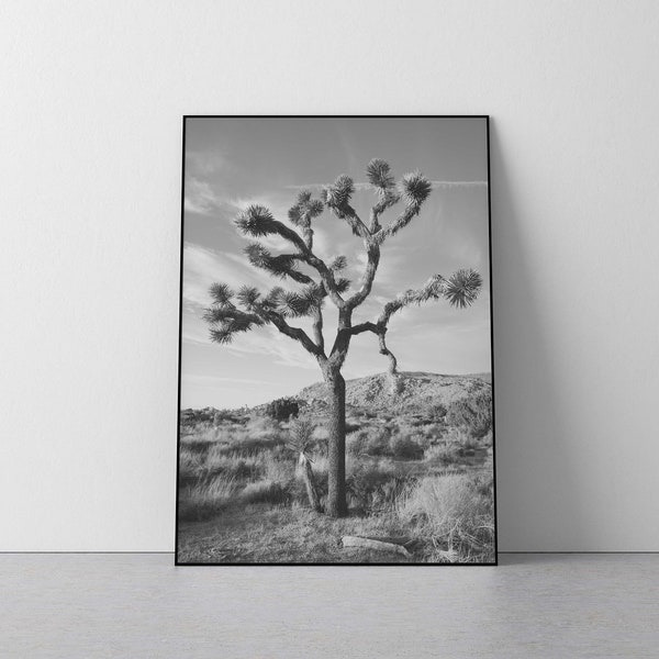 Joshua tree print, black and white photography, joshua tree printable, joshua tree wall art, desert print, digital art print, california