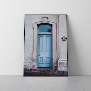 Blue Door Photography Print: Urban Architecture Wall Art (Digital Download)