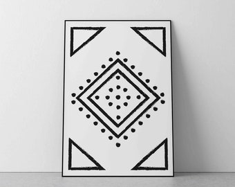 Black and White Aztec Print: Boho Southwestern Decor (Digital Download)