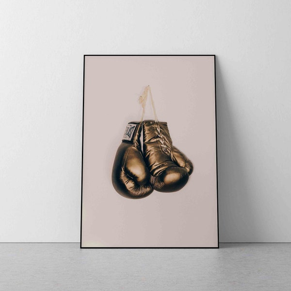 boxing poster, boxing gloves, boxing print, sport print, golden decor, digital download, old school, boxing wall decor, encouraging gift