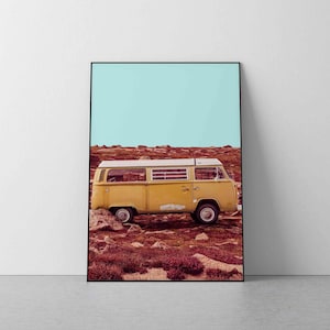 vw camper van print, vw photography, vw photo,  wall art, home decor, photography print, surf print, desert, vollkswagen van, vintage, 70s