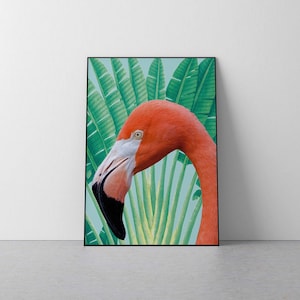 Flamingo print, flamingo art, pink flamingo, tropical print, flamingo Poster, Vintage Poster, Printable Flamingo, Flamingo Download