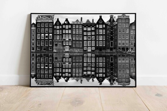Amsterdam Canal Black and White Photography Print (Digital Download)