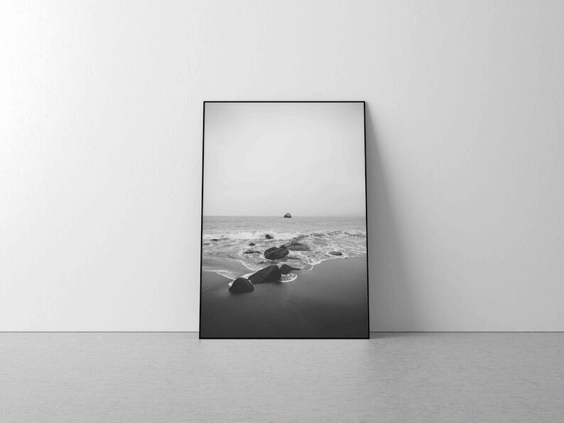 Beach Photography, Black and White Beach Print, Ocean Photography