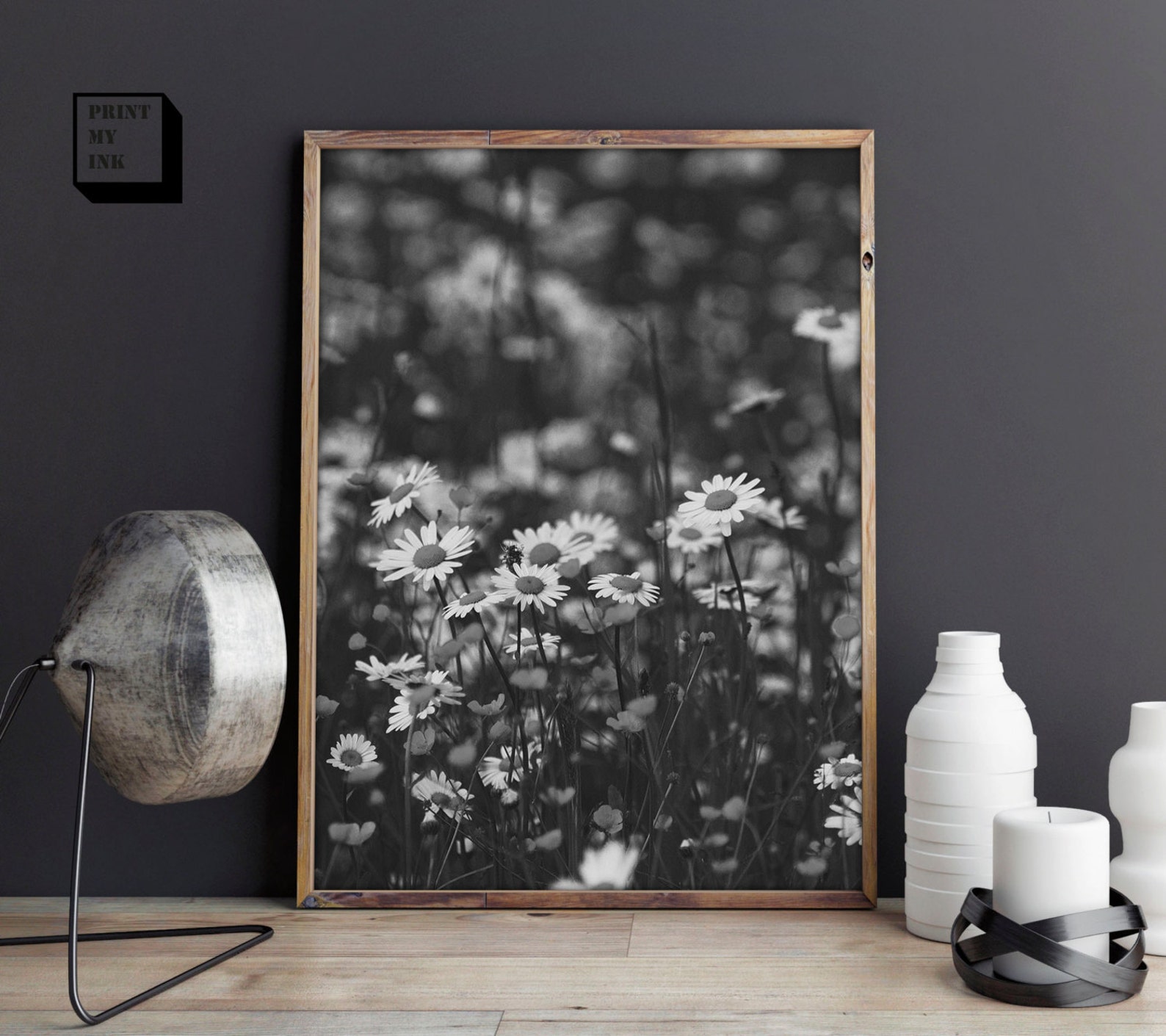 Wildflowers Print Daisy Wall Art Black and White Flowers Etsy