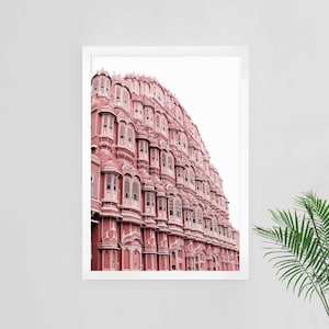 Impression d&#39;art Jaipur, photographie de voyage en Inde, palais du Rajasthan, art mural palais rose, impression Hawa Mahal, décoration architecture Rajasthan