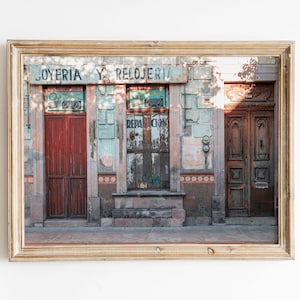 mexican door print, mexico wall art, storefront photography, home decor, rustic industrial, instant download, vintage shop, eclectic, poster