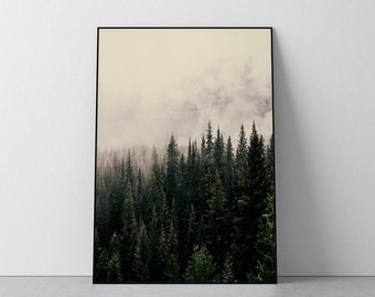 Forest Photography, Foggy Forest Print, Misty Mountain, Tree Wall Art, Mountain Wall Art, Woodland print, Mountain printable, 18x24, 24x36