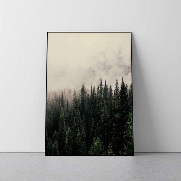 Forest Photography, Foggy Forest Print, Misty Mountain, Tree Wall Art, Mountain Wall Art, Woodland print, Mountain printable, 18x24, 24x36