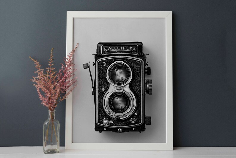 Rolleiflex Print Vintage Camera Poster Black and White Etsy