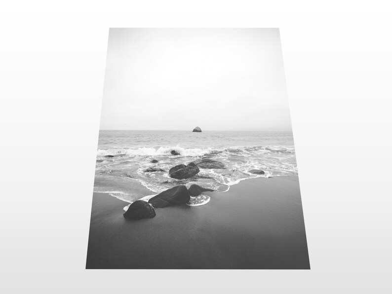Beach Photography, Black and White Beach Print, Ocean Photography
