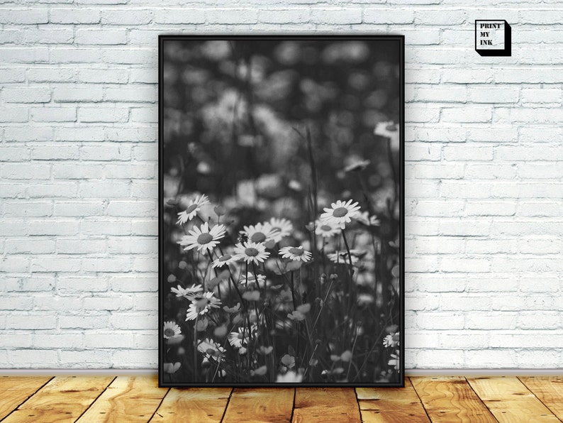 Wildflowers Print Daisy Wall Art Black and White Flowers Etsy