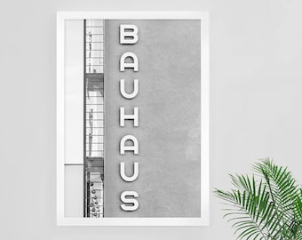 Impressão do edifício Bauhaus, arquitetura em preto e branco (download digital)