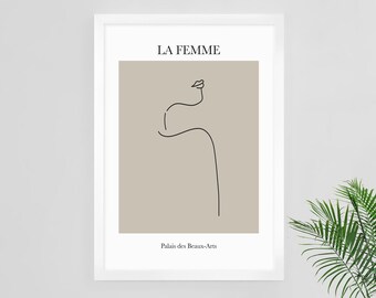 Minimalist Woman Line Art Print: Abstract Female Portrait (Digital Download)