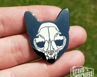 GLOW Cat Skull Enamel Pin