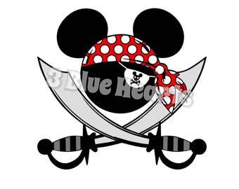 Pirate with Sword bandana Mickey head svg studio dxf pdf jpg png