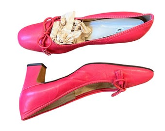 Vintage Hot Pink Ballet Leather Pumps