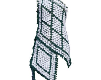 ON HOLD for ETSY Design Awards 2026, Floral Crochet Up-Cycled Asymmetrical Cover-up Dress Top