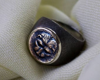 Lion Coin Silver Coin Ring, Ancient Coin Ring, Silver Ring - Silver Men Ring-Silver Women Ring, Men Ring, Women Ring