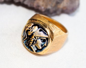 Alexander der Große Sterling Silber Ring, Artisan Münzring, Antiker Griechischer Münzschmuck
