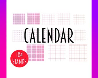 Pennelli Procreate | 184 timbri calendario vuoti per bullet journal, diari e agende