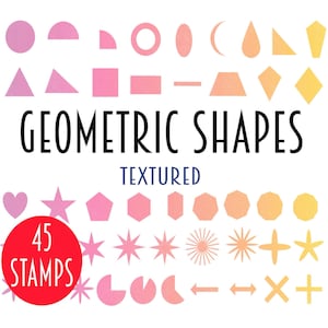 Shape Stamps Textured for Procreate l Geometric Shape Brushes
