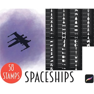 Raumschiff Stempel für Procreate l Comics, Manga und Cartoons
