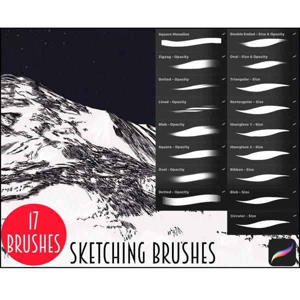 Procreate Brushes l 17 Inking Brushes for Calligraphy, Lettering and Sketching