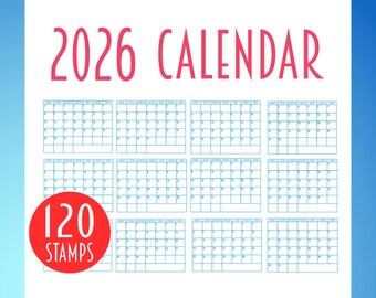 Griglia calendario vuota 2026 per Procreate | Bullet Journal, Diari e Agende giornaliere